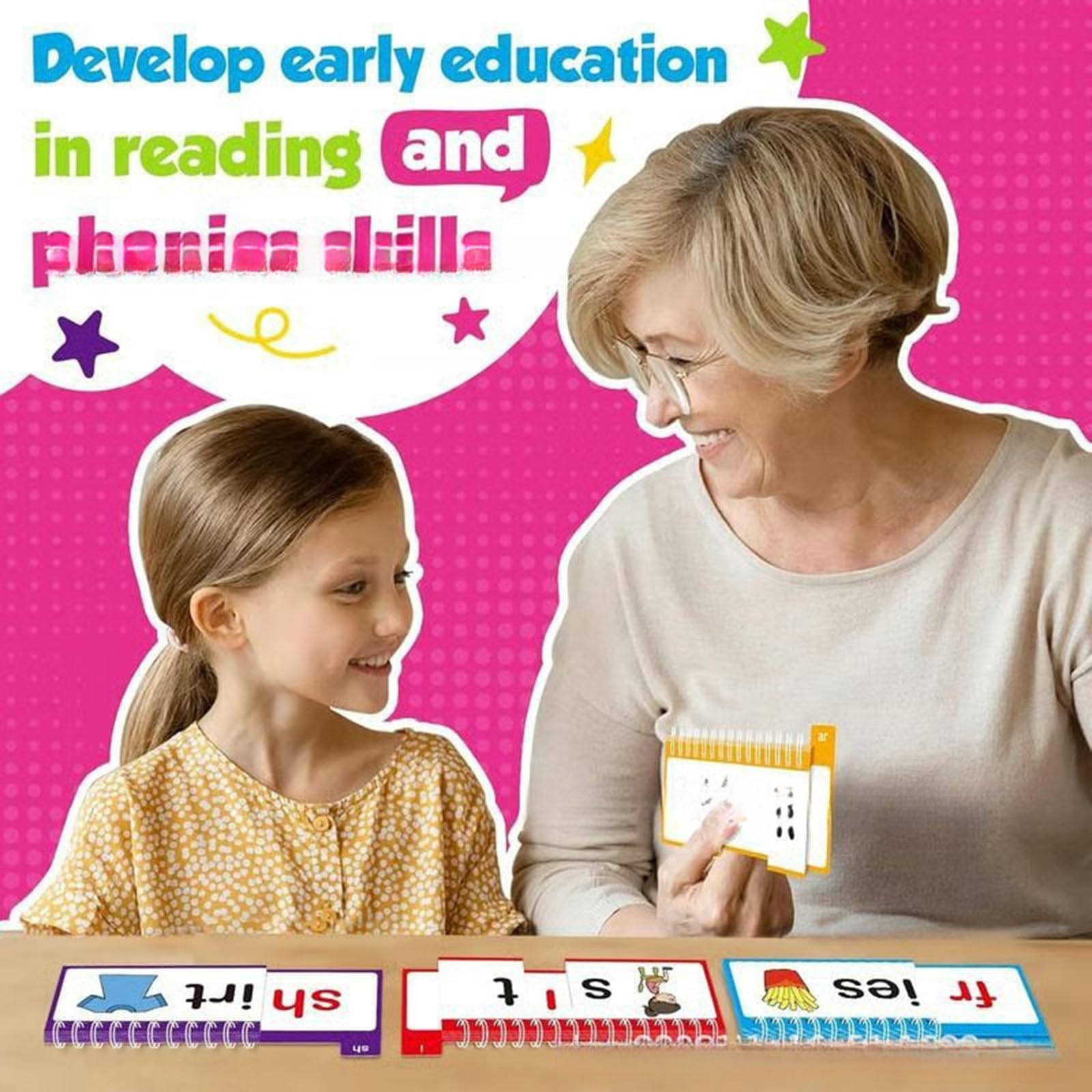 Creazione del vocabolario fonetico parole per bambini Pacchetto libri capovolti Strumento educativo Design cartaceo per l ' apprendimento interattivo Strumento apprendimento fonetico