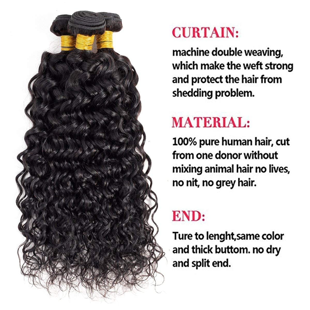 Water Wave Bundles Human Hair Water Wave Bundles Brazilian Virgin Human Hair Bundles 28Inch Hair Extensions Natural Black 100g