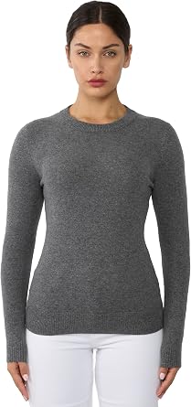 JENNIE LIU Womens 100% Pure Cashmere Crew Neck Sweater, Tight Knit Cozy Soft Hand Washable Long Sleeve Pullover