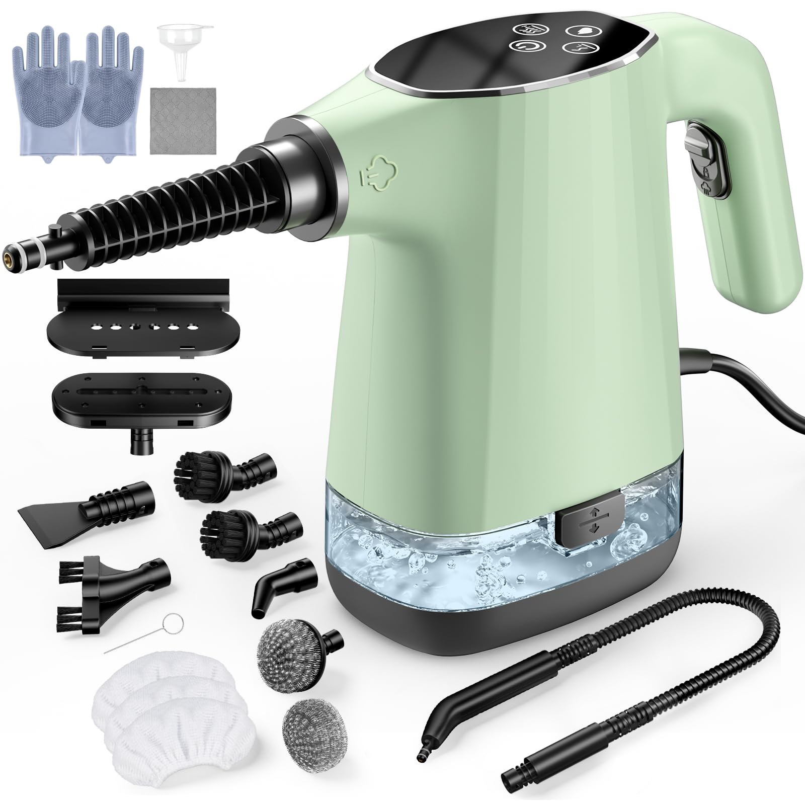 Photo 1 of **IT LEAKS SOME WATER** Handheld Steam Cleaner, Portable Steamer for Cleaning with 18PCS Accessories, 12s Fast Heating, Pressurized Steam Cleaner for Home, Kitchen, Bathroom, Car Detailing, Window, and Clothes, Green