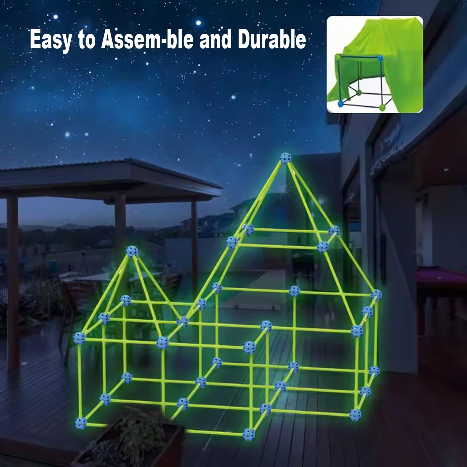 Höhle Bauen Set, Höhlenbauset, 175pcs DIY-Bauset Set, Im Dunkeln Leuchtendes, Geeignet zur Entfaltung der Fantasie, STEM Lern‑ & Höhle für Indoor & Outdoor