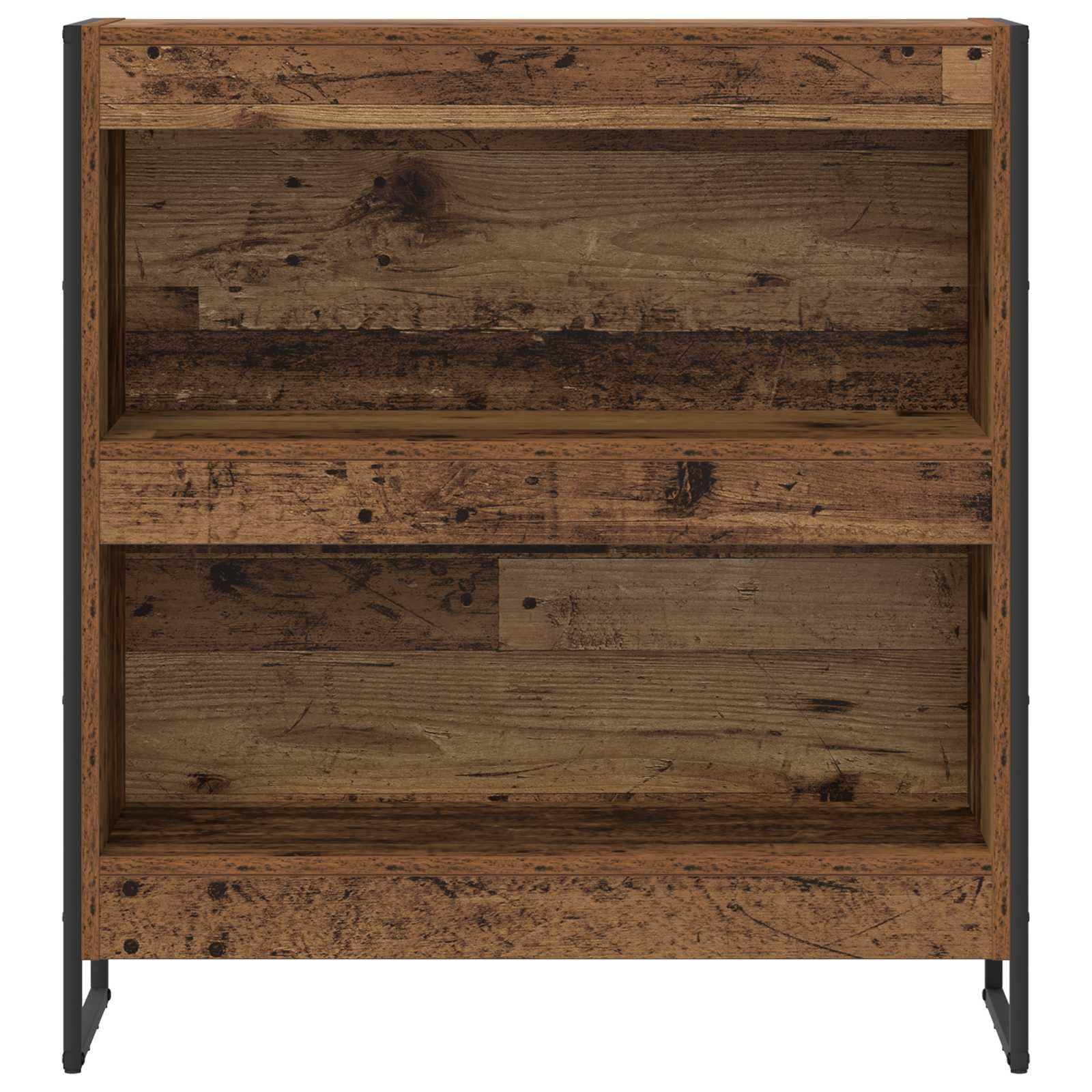 Regał na książki o wyglądzie starego drewna, 80 x 30 x 155 cm, materiał drewnopochodny i stal, przemysłowy regał stojący z 5 półkami, otwarty design do salonu, biura, korytarza