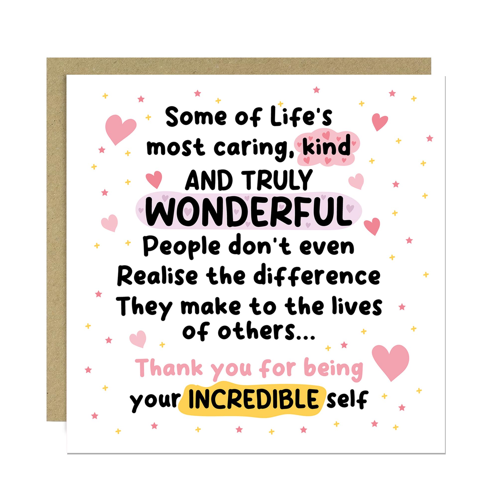 RED OCEAN Thank You Card For Friend Colleague Volunteer, Birthday Card For Him Her, Appreciation, Thank You Women Men, Novelty, Incredible Self, Cute With Envelope