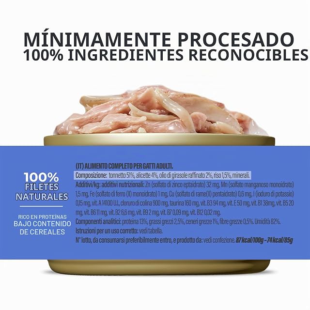 Foto 2 de 6 de Schesir Atún con Anchovetas en Gelatina, Comida Húmeda para Gatos, en Latas, 100% Natural