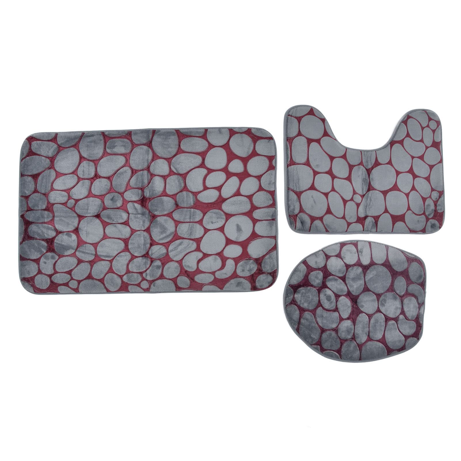 Tapis de salle de bain Pilipane bicolore aspect pierre en flanelle douce