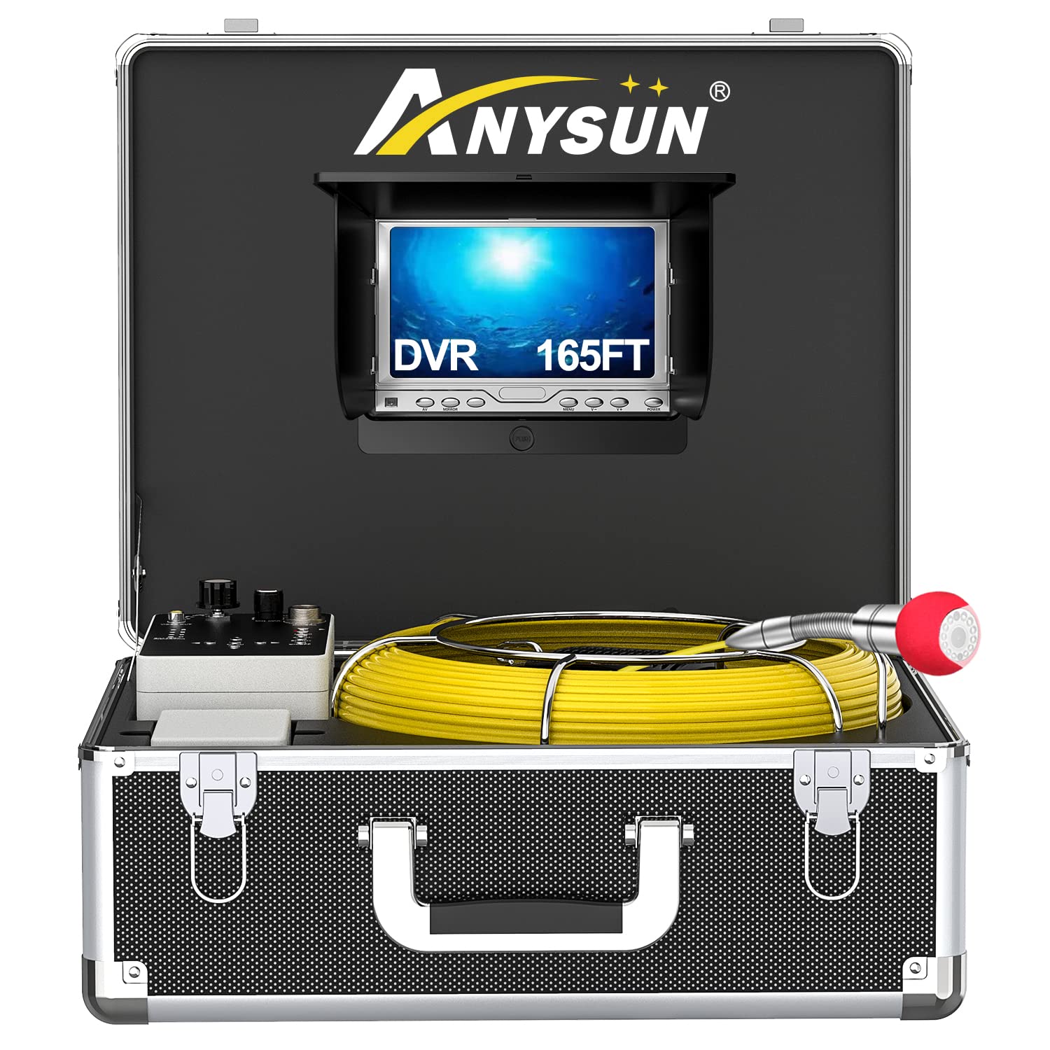 Photo 1 of Sewer Inspection Camera with 165FT Cable Plumbing Pipe Snake Cam Chimney Borescope Endoscope Video Inspection Equipment 7 Inch LCD Monitor Waterproof IP68 with DVR (8GB SD Card)