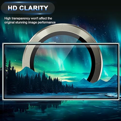 Miniatura 3 de TIUYAO Protector de lente de cámara para Samsung Galaxy S24 Plus, cubierta de lente de anillo de aleación de aluminio de vidrio templado con bandeja