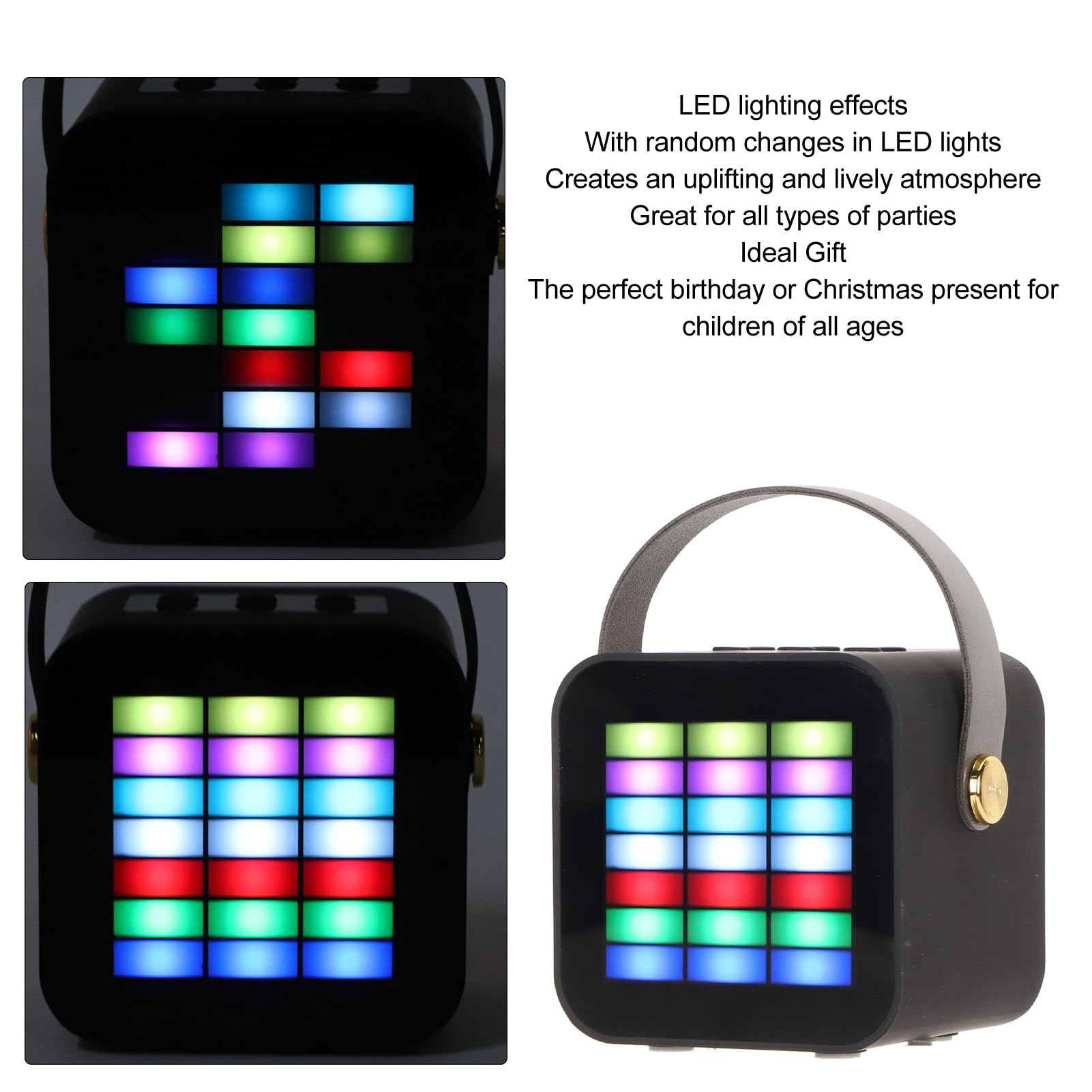 Septpenta Mini Karaoke per Bambini, Altoparlante Bluetooth Portatile, Effetti di Illuminazione a LED Altoparlante Bluetooth Wireless, con 2 Microfoni Wireless per Regali di Compleanno