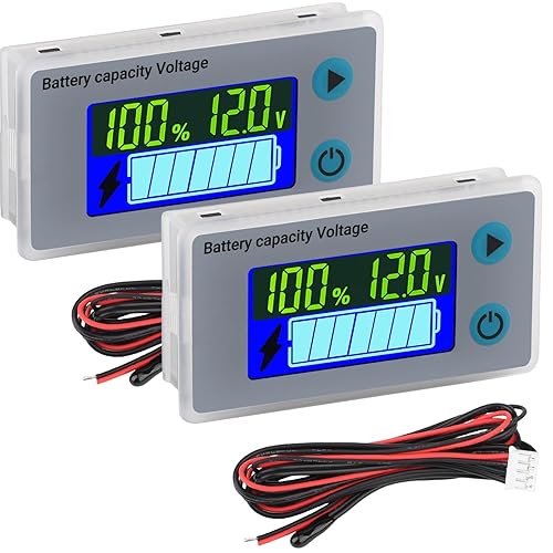Vista 20 de DROK Monitor de batería RV de 12 V, pantalla LCD, medidor de batería para carrito de golf, medidor de voltaje de automóvil, medidor de temperatura