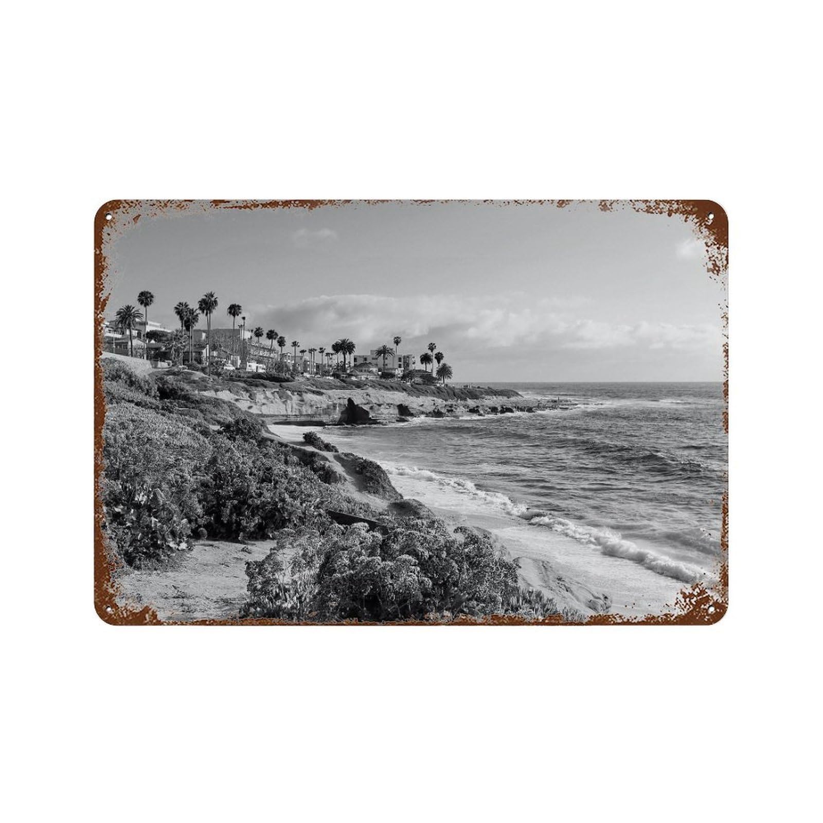 xiaoxiaoshen Black And White Southern California Photo Wall Decor Art Metal Tin Poster Modern Home Decor Art Home Bar Shop Decorations Vintage Sign 20x30cm