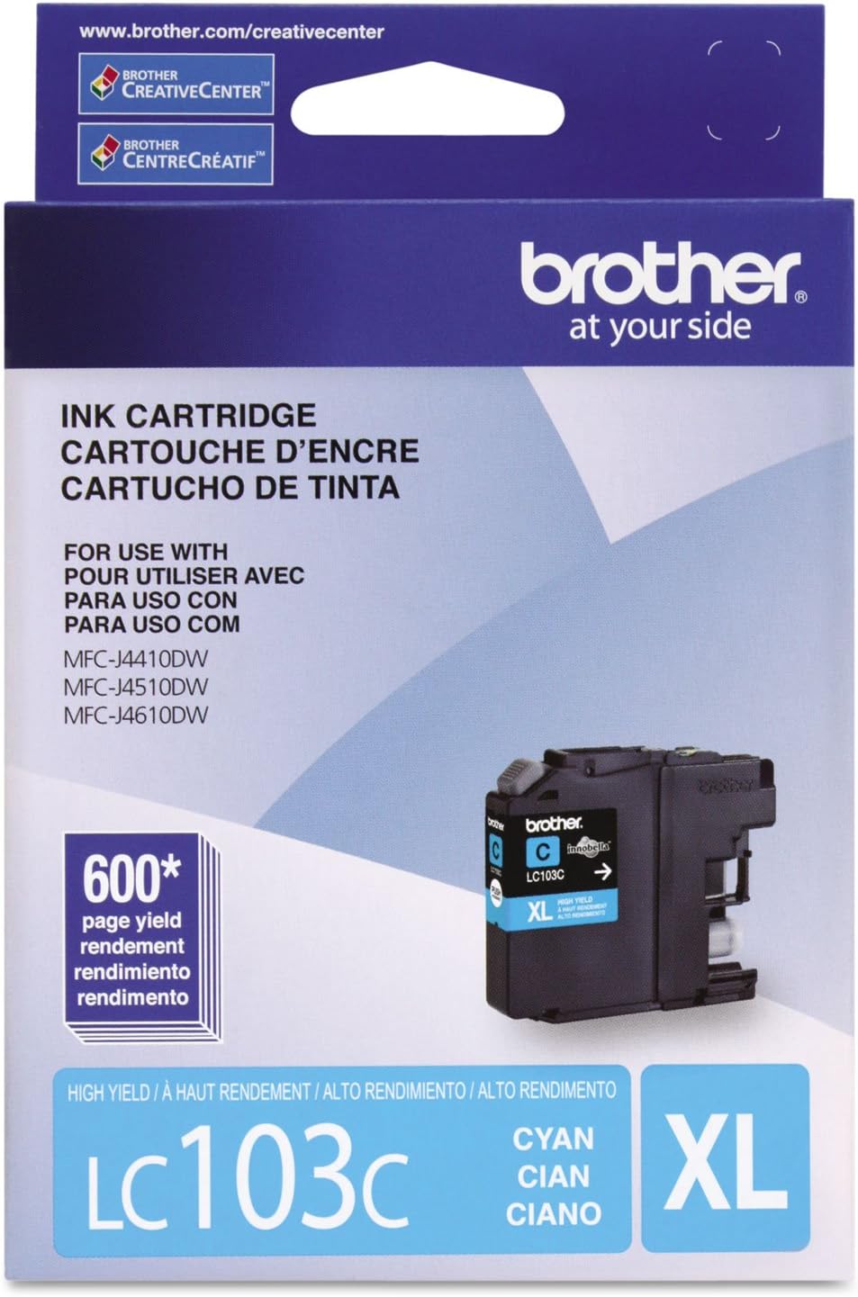 Brother LC-103C DCP-J132 J152 J171 J4110 J552 J752 MFC-J245 J285 J4310 J4410 J450 J4510 J870 J875 Ink Cartridge (Cyan) in Retail Packaging