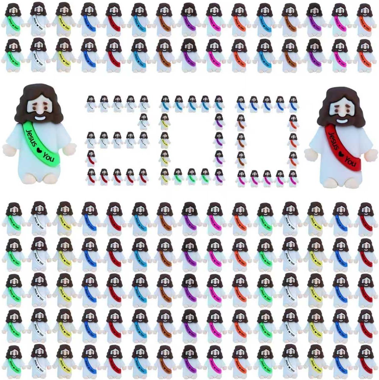400 Pack Little Jesus Figures Easter Mini Rubber Toys to Hide and Seek, Pocket Jesus Love You Miniatures Religious Party Favors Baptism Gifts Sunday School Easter Egg Stuffers (400)