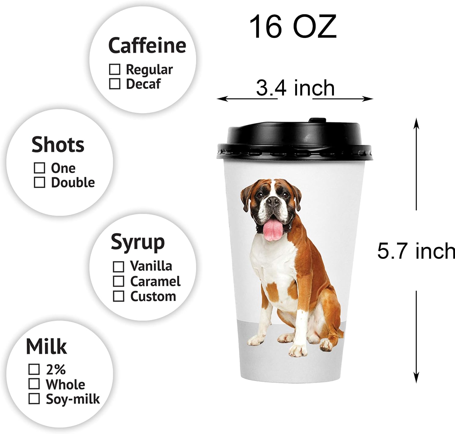 Youngever 72 Sets Disposable Coffee Cups with Lids, To Go Hot Coffee Cups, Durable Paper Cups with Lids (Dog Puppy Theme Design)