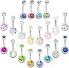 20 PCS Belly Button Bars, Belly Bar Button Piercing Color Diamond Flash Is Suitable for Both Men And Women Navel Piercing Jewelry for Pairing With Swimwear Summer Tops And Beachwear Accessorie