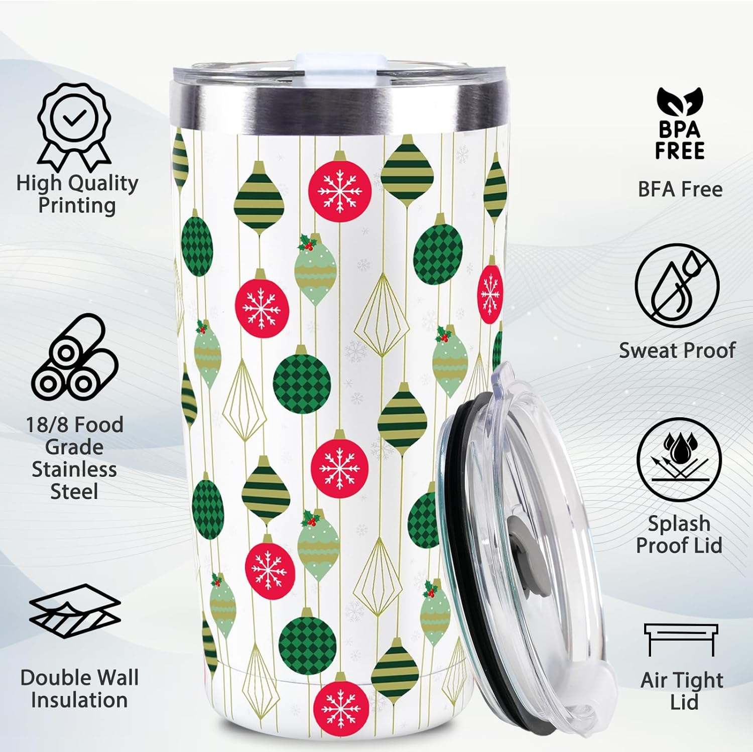 Christmas Gifts for Women 2025, 20 oz White Stainless Steel Christmas Coffee Tumblers with Lid and Straw, Insulated Coffee Travel Mug, Best Xmas Themed Gifts for Women Men Girls Teachers Coworkers - Image 5