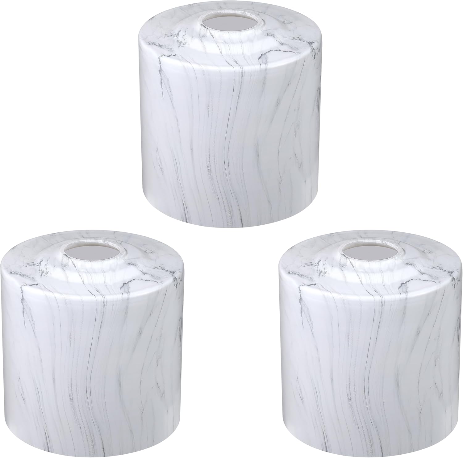 3 Pack Painting Glass Shade Replacement,Ceiling Fan Light Covers Glass Drum Lampshades for Chandelier Vanity Lights Wall Sconces Pendant Light,1.66" Fitter Size,5.32" high*6.11" Diameter