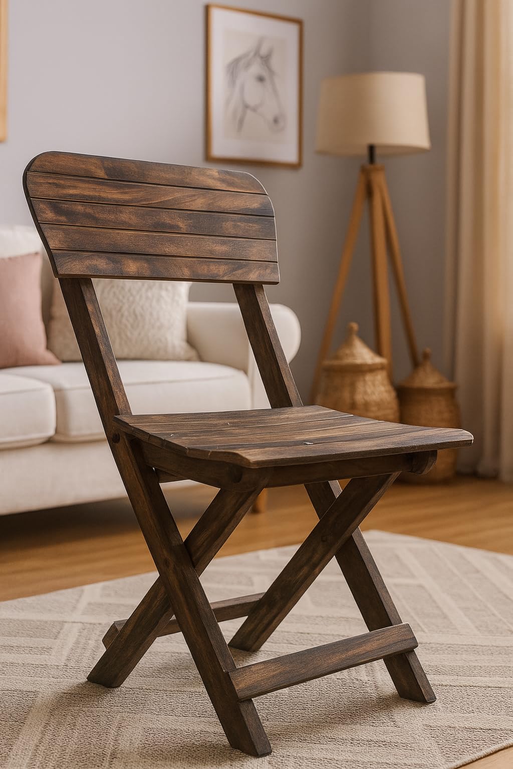 woodly premium wooden folding chair, dark brown, traditional style, space-saving design, indoor use for living room, adult size, solid wood construction, rustic theme (18 inches large)