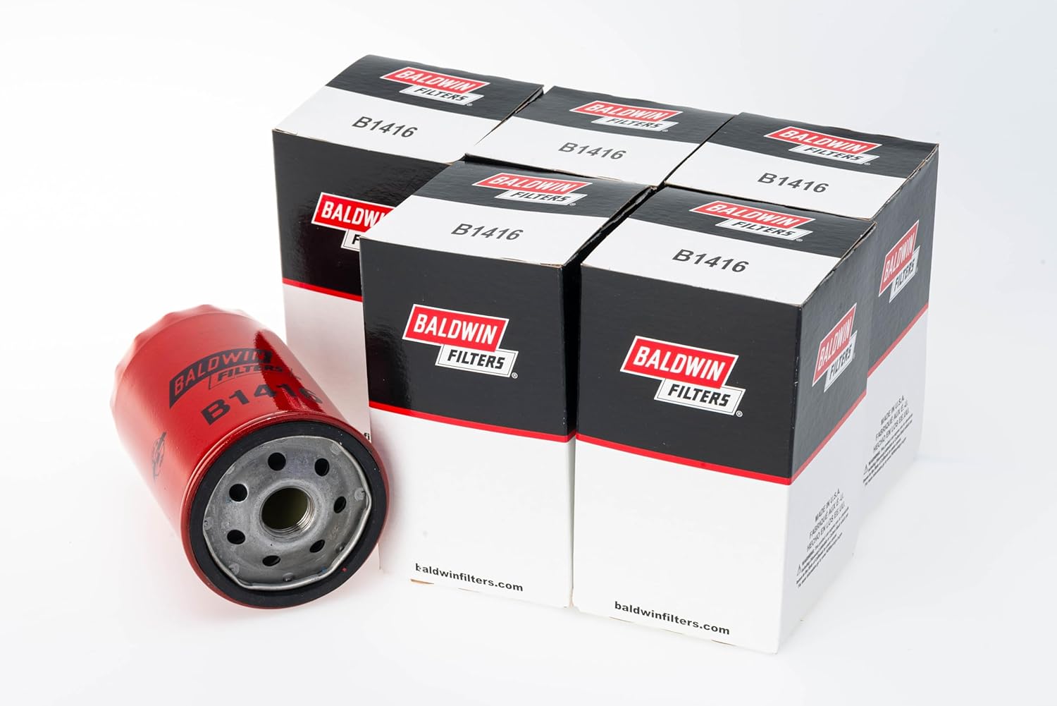 Baldwin B1416 Spin-on Lube Oil Filter, Heavy Duty, 12 Micron, Replaces Fram TG8316, PH8316, FD8316, ACDelco PF2221 and F8CA-6731-AA (Pack of 6)