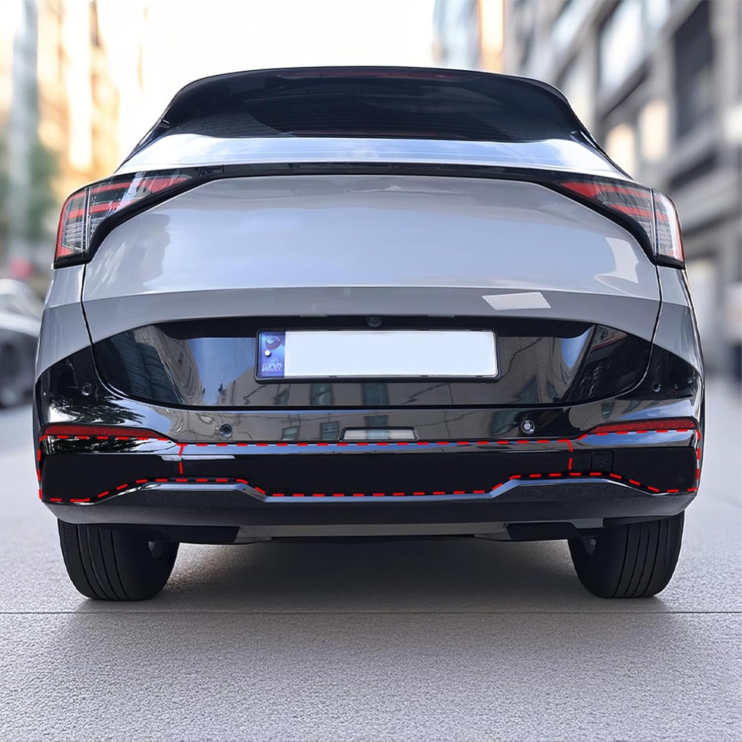 Compatible with Kia Sportage 2026 4 PCS Exterior Style Piano Black Rear Bumper Lower Decorative Stripes Cover (Gloss Black)