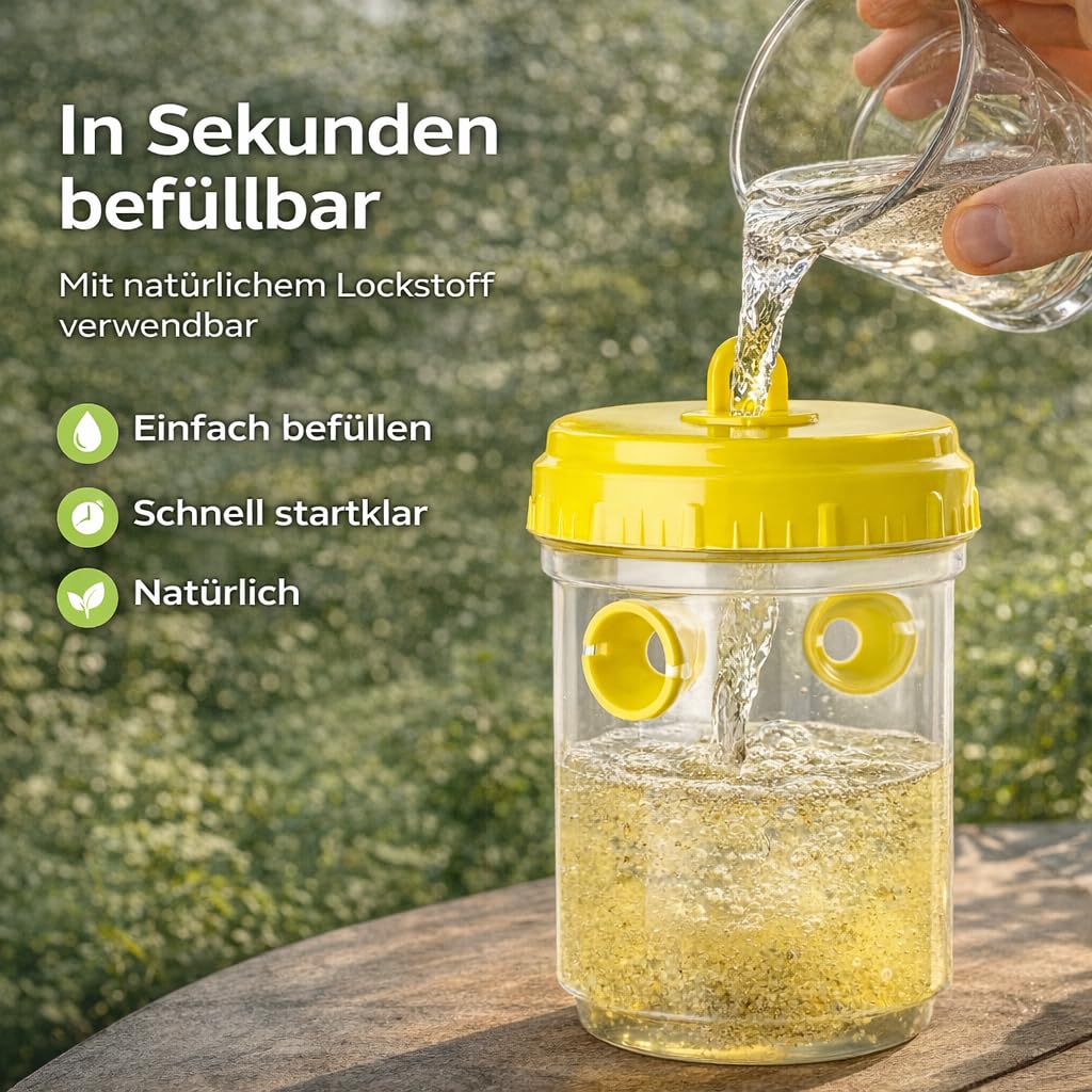 Wespenfallen Set - effektives Mittel gegen Wespen – ideal zur Wespenabwehr im Außenbereich wie Terrasse, Garten und Gastronomie (15x)