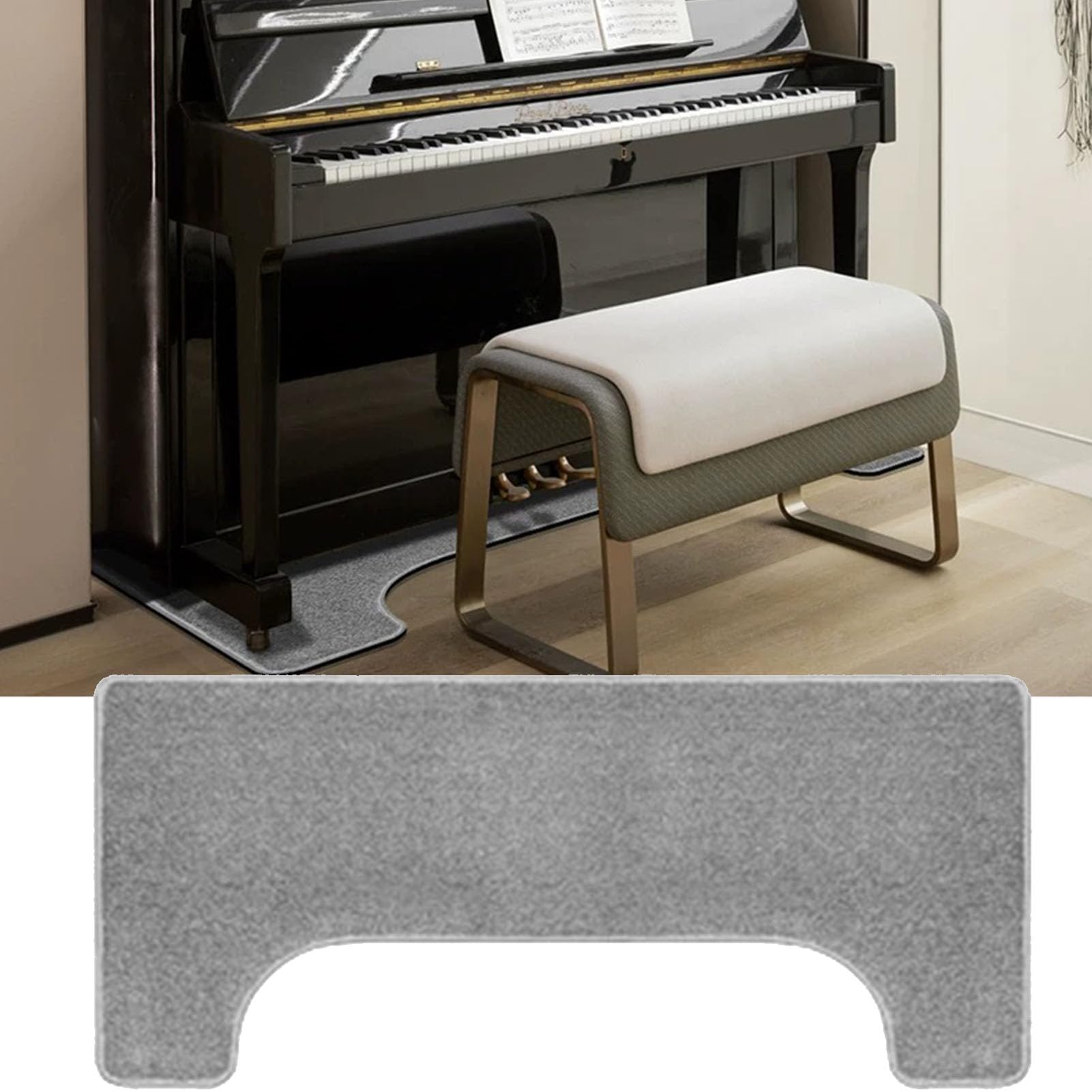 Qesjodfu D-6 Upright Piano Rug, Soundproof Rug For Piano 63" X 27.5", Piano Carpet For Upright Pianos Sound Dampening Non-Slip Carpet Acoustic Pads Shock Absorption Drum And Piano Rug Mat