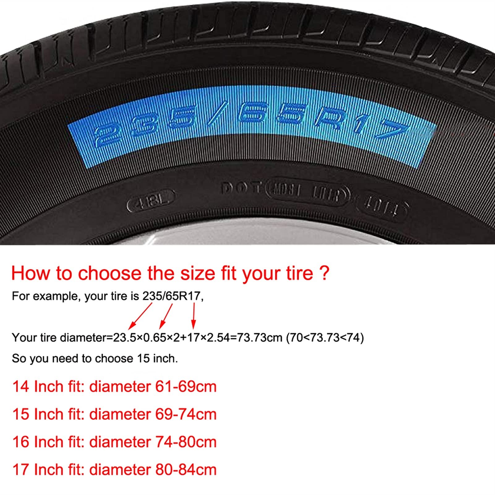 Housse Roue de Secours,Housse Pneu 14 "15" 16 "17" (diamètre de pneumètre de pneumatique 24 "-33") de la roue de secours de roue de secours de roue de secours pour Mitsubishi Pajero (Color : 17 Inch