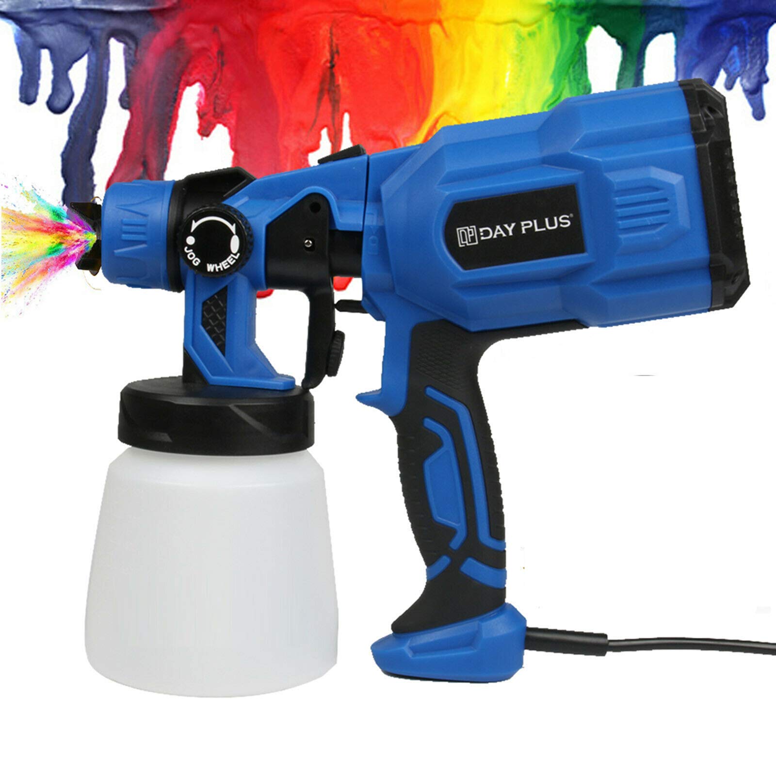 Elektryczny pistolet natryskowy do farby, 550 W, z 3 wzorami natryskowymi, 800 ml, 100-450 ml/min, regulowany przepływ powietrza i sterowanie kolorami