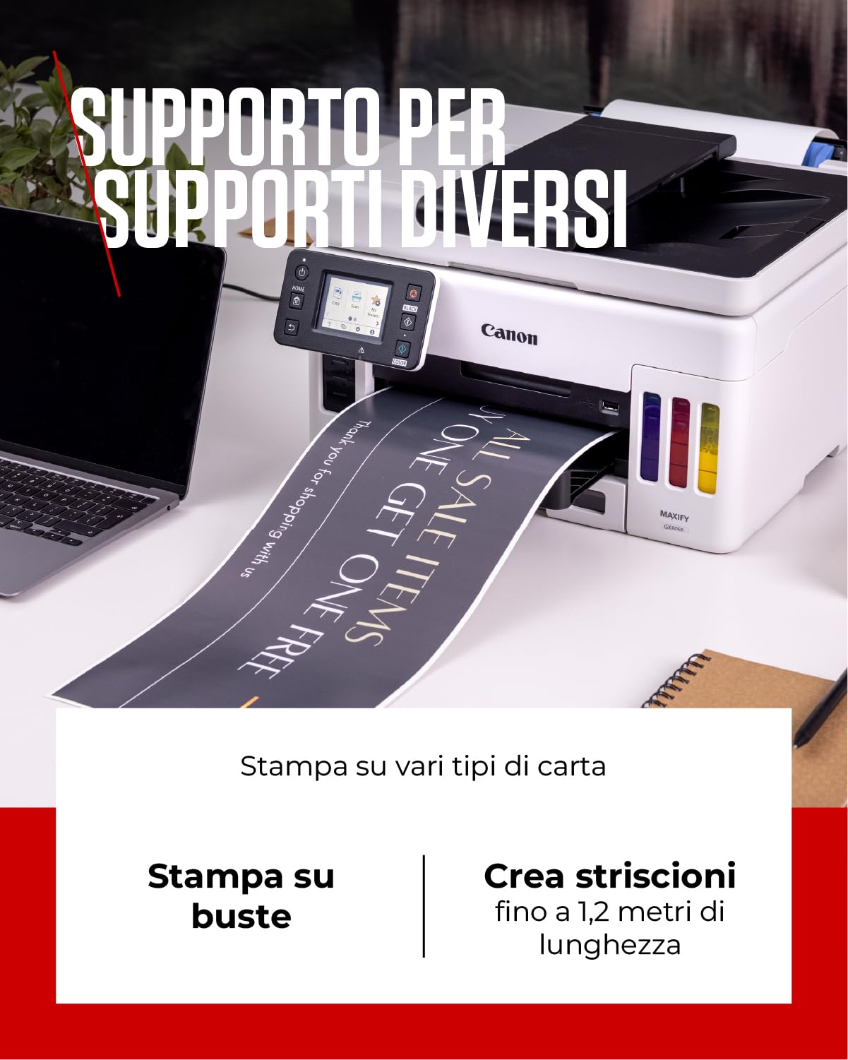 Canon Stampante WiFi per Casa e Ufficio MAXIFY GX6050 - Stampante Multifunzione MegaTank con Scanner e Fotocopiatrice per Casa | Connettività WiFi, Ethernet e USB