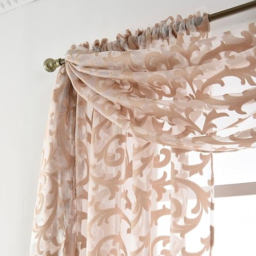 Miniatura 4 de NAPEARL Cenefa de bufanda, bufanda de jacquard de estilo europeo, cortina transparente decorativa para arco de boda, cama con dosel, cabecero,