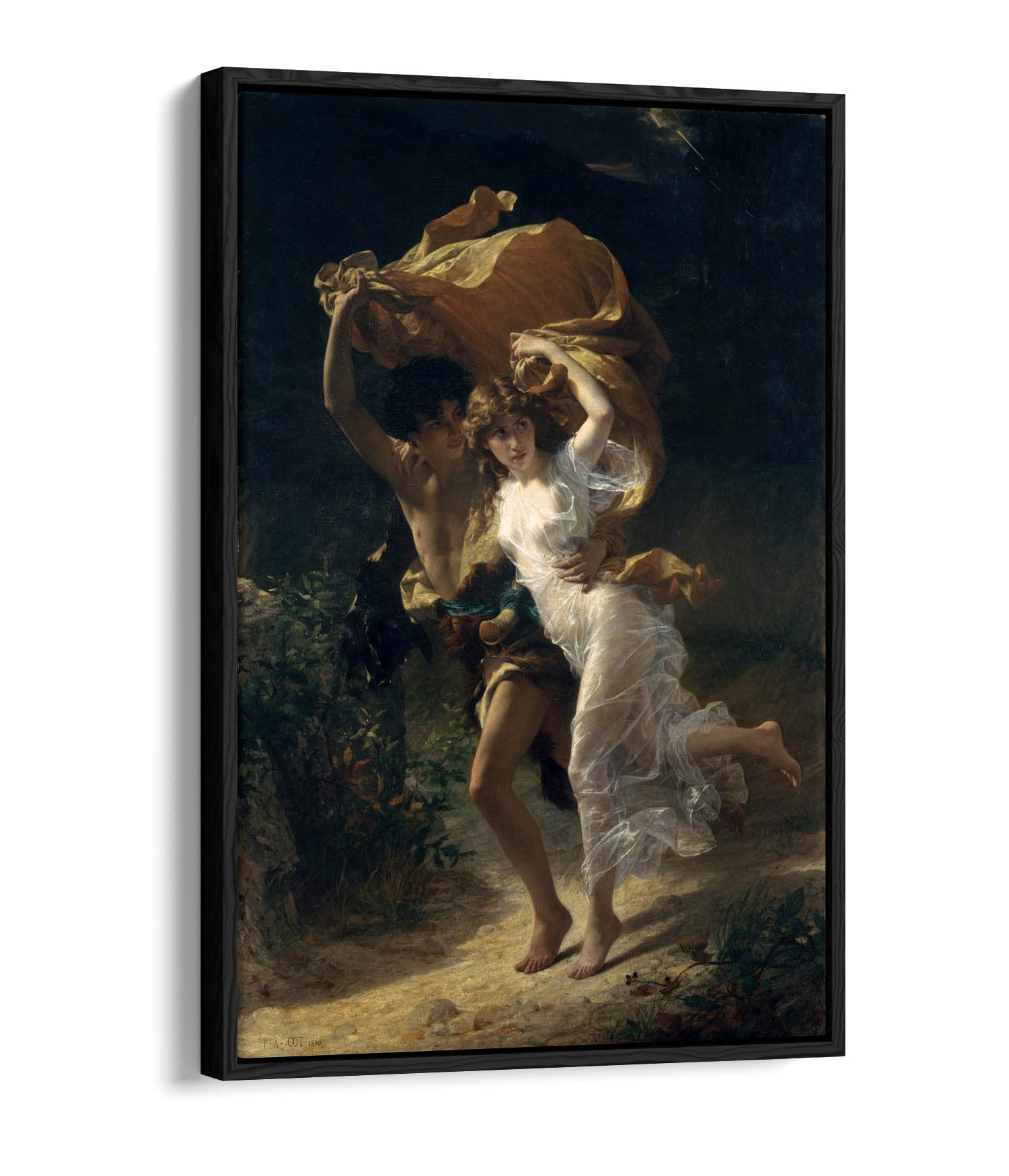 Canvasartshop Oak -Pierre Auguste Cot, The Storm- Float Effect Framed Canvas Wall Art Picture Print (24X16, )