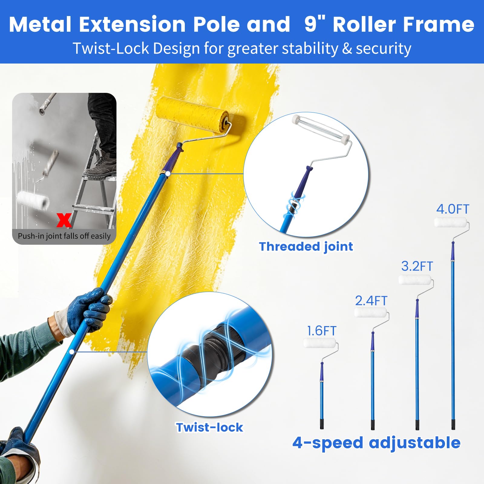 Paint Roller Kit - 37 PCS for Walls & Repairs -4 Paint Roller Kit - 37 PCS for Walls & Repairs -4