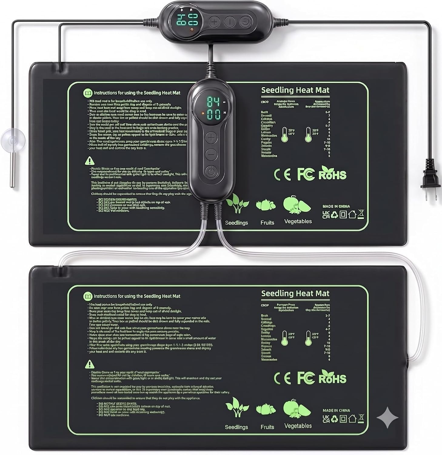 20"x10" Heat Mat 2-Pack with Thermostat for Germinatio