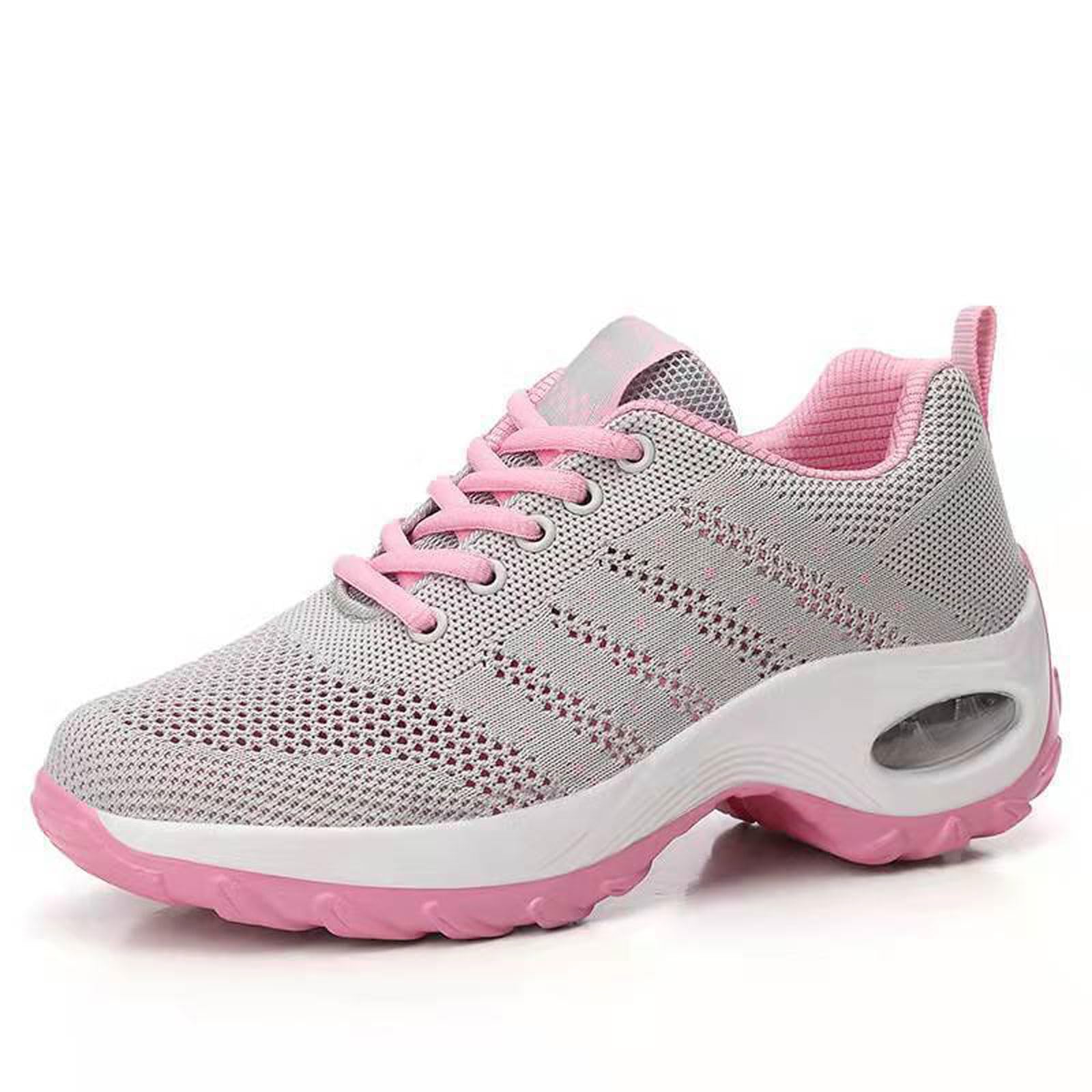 Zenithuxe Women's Pink Dance Sneakers Jazz Shoes - Lace-Up Split Sole Dance Trainers,Lightweight Breathable Lady Platform Shoe,Dance Trainers