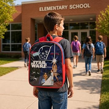 STAR WARS Toddler Boy Backpack - 15 Padded Straps & Zip Compartment - Lightweight & Durable Polyester - Preschool & Kindergarten Backpack for Boys