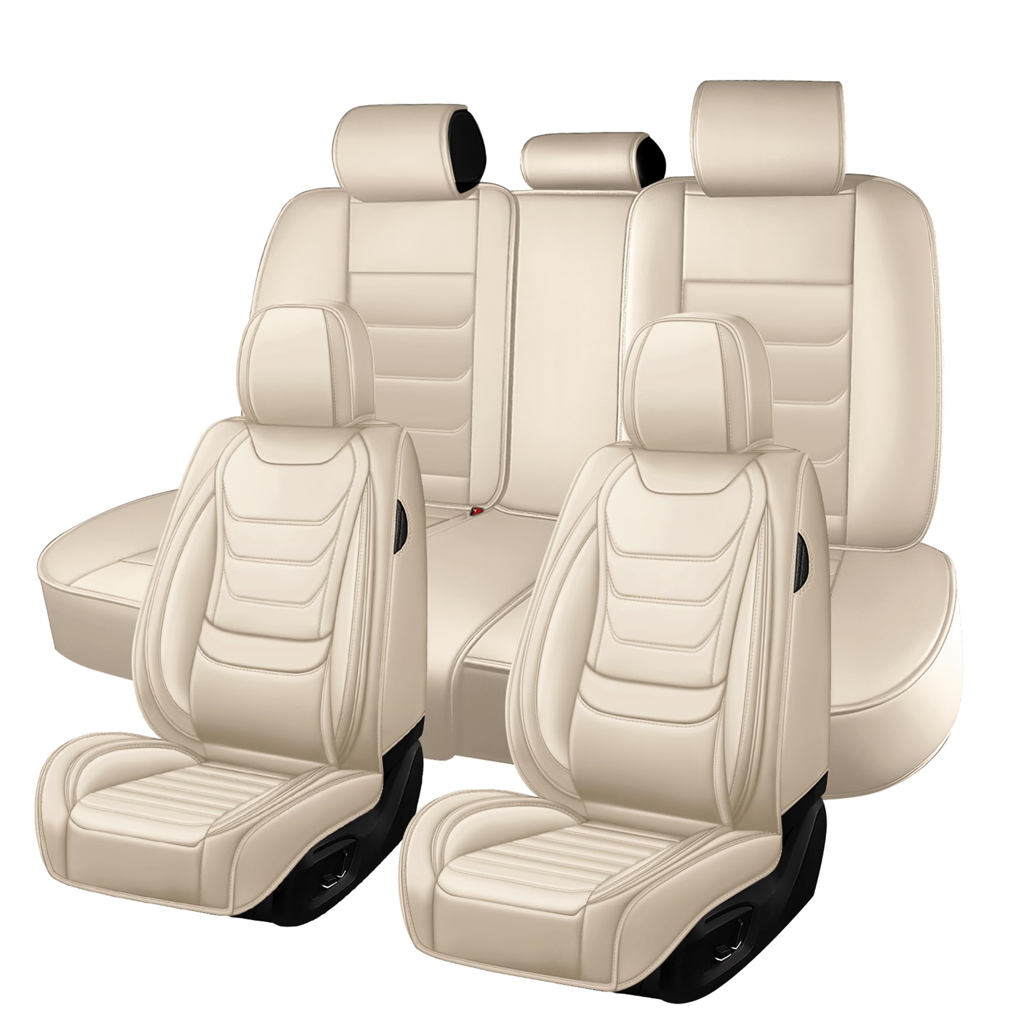 Autositzbezüge passend für Mercedes-Benz CLA 180 2007-2026, 5 Sitze Komplettset, wasserdicht & langlebig, kompatibel mit Seitenairbags, hochwertiges Nappa-Leder Sportsitzbezug.(Beige)