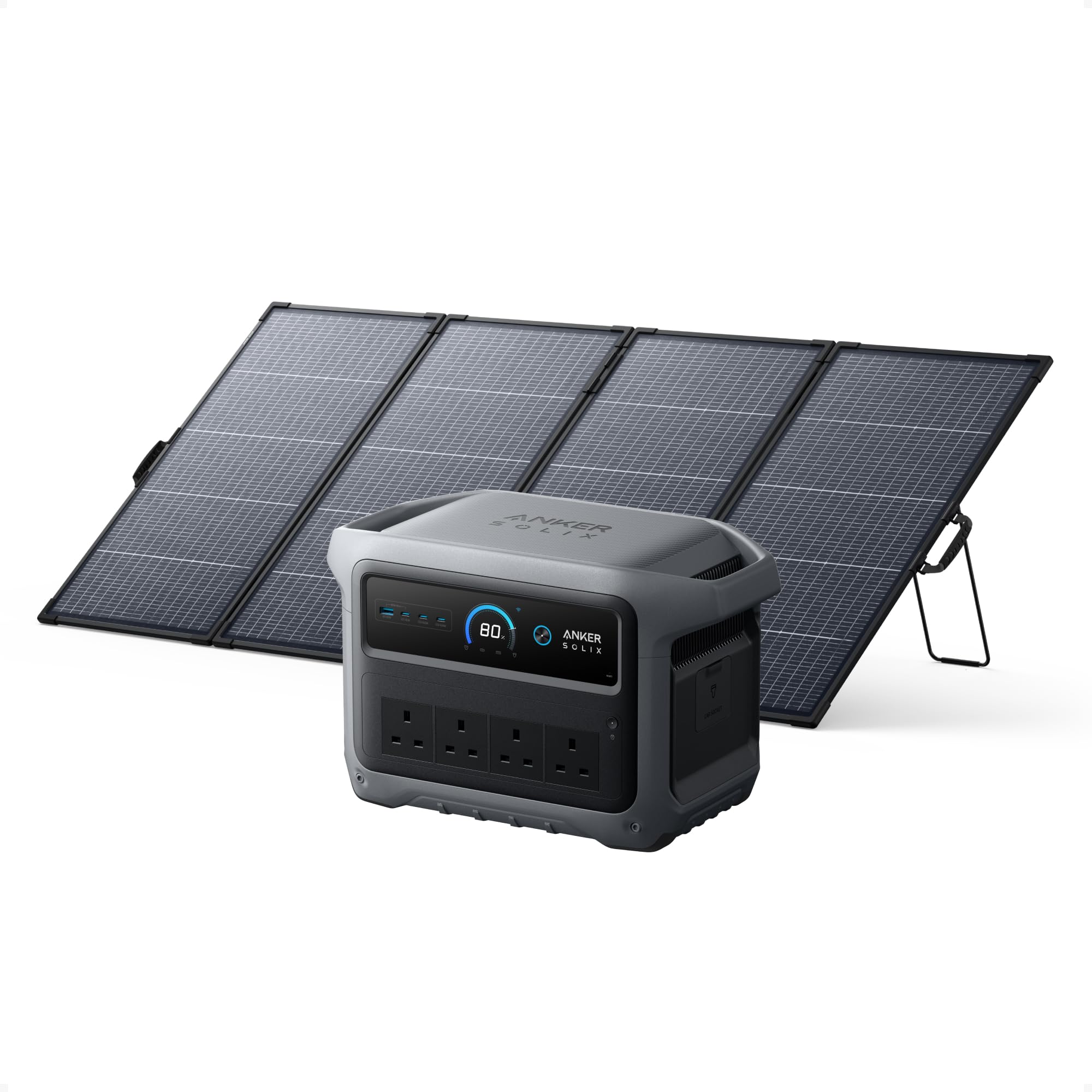 Anker SOLIX C1000 Gen 2 Portable Power Station with 400W Solar Panel, 2000W (Peak 3000W) Solar Generator, 1024Wh LiFePO4, Fast Charge 100% in 49 Min, 10ms UPS, for Home Backup, Camping & Emergency