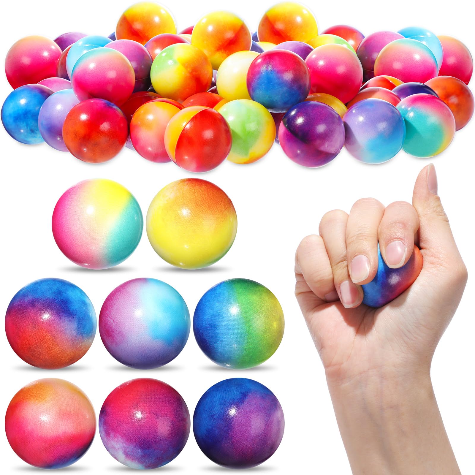 Meooeck 72 Pcs Galaxy Stress Balls Bulk for Kids 6+ Years Sensory Stress Squeeze Foam Balls Students Back to School Gift Gradient Space Theme for