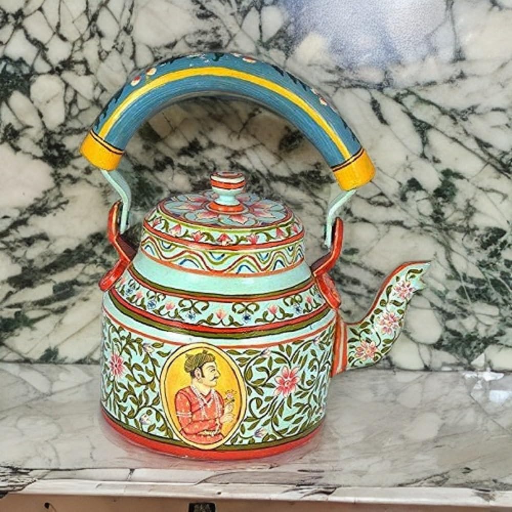 Handpainted Aluminum Tea Kettle - Gold -11 Handpainted Aluminum Tea Kettle - Gold -11