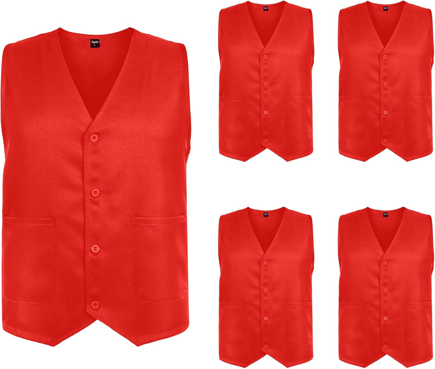 TopTie 5 Pack Unisex Work Vest Button Up Vest Volunteer Activity Supermarket Uniform