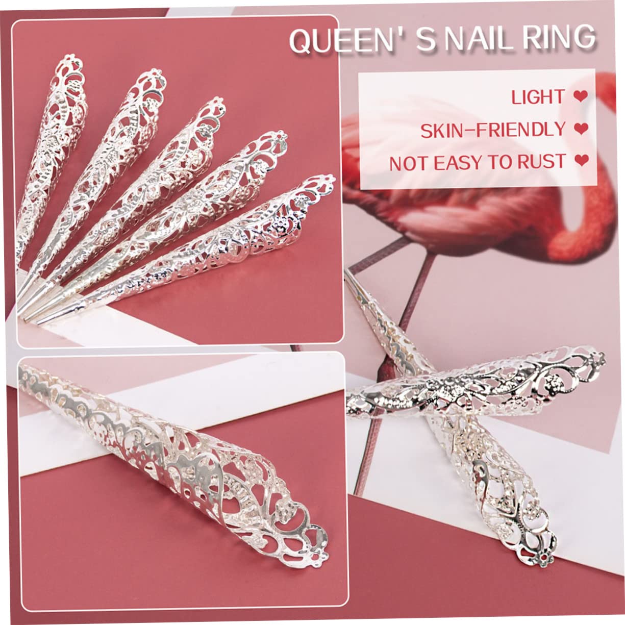 10pcs Fake Nail Covers for Halloween Cosplay Creepy Role Play Finger Nail Decor Comfortable Fit for Fingers and Lightweight for Parties