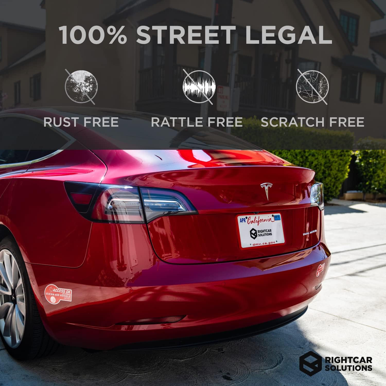 Rightcar Solutions Silicone License Plate Frame Rust Proof, Rattle Proof, Weather Proof Universal License Plate Holder for Front Or Rear, Street Legal, No Obstruction - Red - Image 6