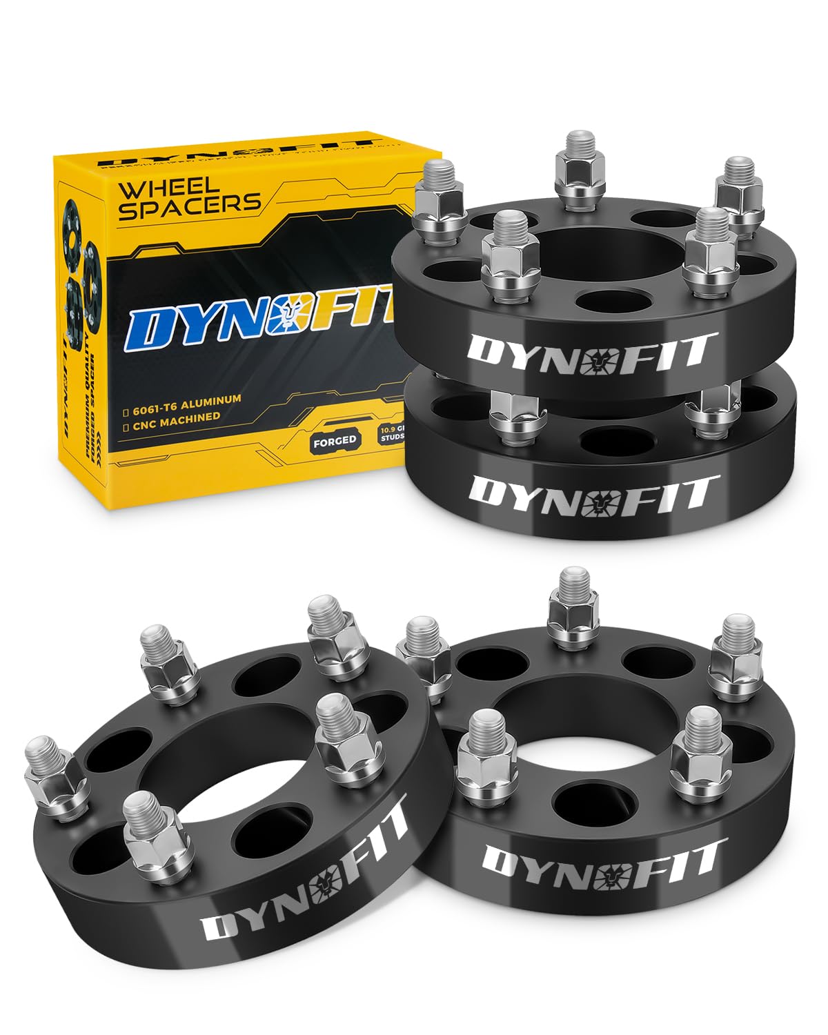 5x4.5 to 5x5 Wheel Adapters 4PCS for Je-ep Jk Wk Wj Xk Wheels on Tj Yj Kk Xj Mj Kj Zj, Dynofit 5x114.3mm to 5x127mm 1.25" Forged Conversion Wheel Adapters 1/2" Thread, Bolts Pattern Changed Spacers