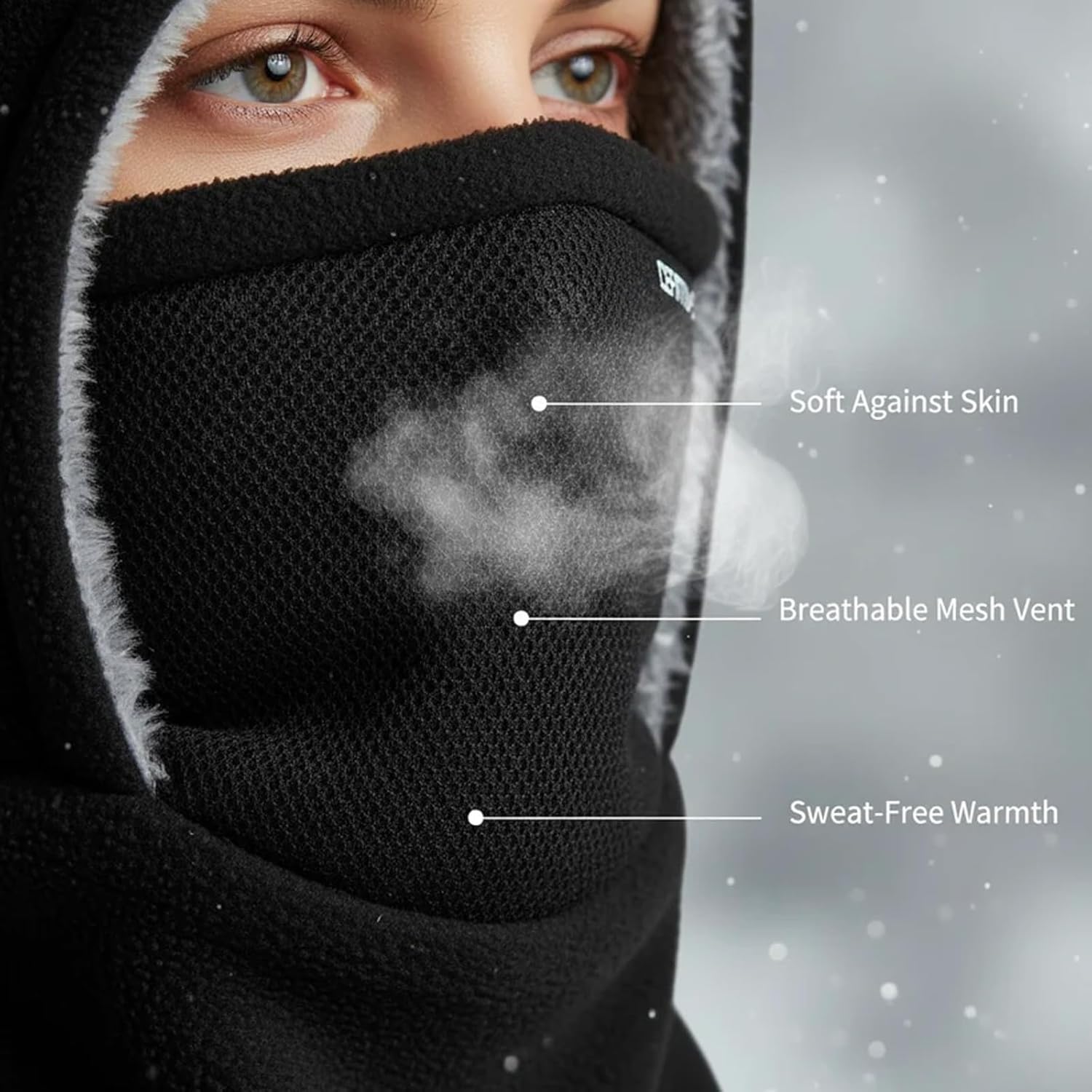ThermaFleece Balaclava - Windproof 3-in-1 Winter Hat, Mask & Neck Warmer for Extreme Cold Weather, Fleece Ski Mask & Hoodie
