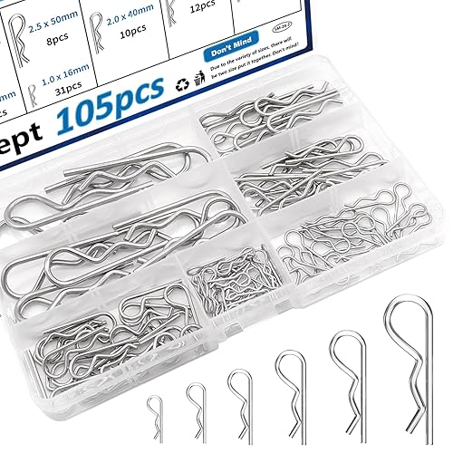 105 pasadores de chaveta de acero inoxidable 304 7 valores R Pasador de chaveta utilizado para sistema de bloqueo de enganche, camiones, motor