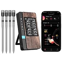 Vista 11 de Termómetro inalámbrico inteligente AI para carne, señal mejorada 10 veces y estabilidad, con sensores de alta precisión, base de pantalla