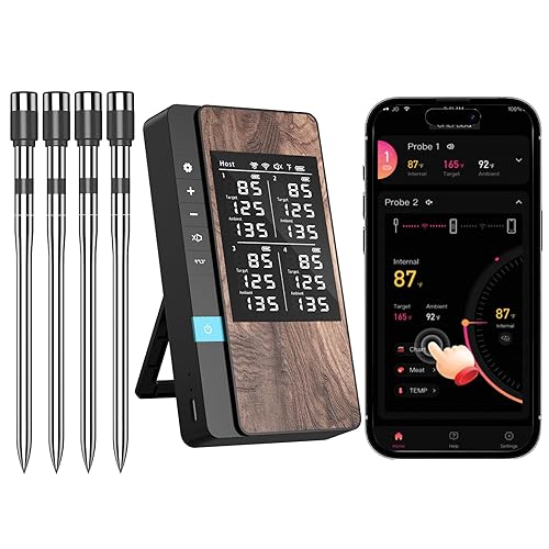 Miniatura 11 de Termómetro inalámbrico inteligente AI para carne, señal mejorada 10 veces y estabilidad, con sensores de alta precisión, base de pantalla