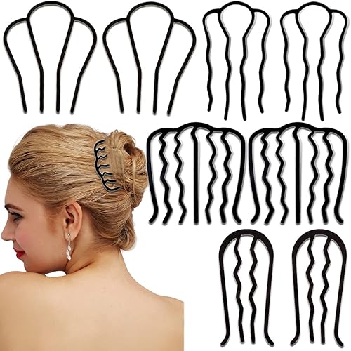 8 peines laterales de metal para el cabello, pinzas para el cabello con dientes, pasador de pelo para moño, en forma de U, herramienta para el