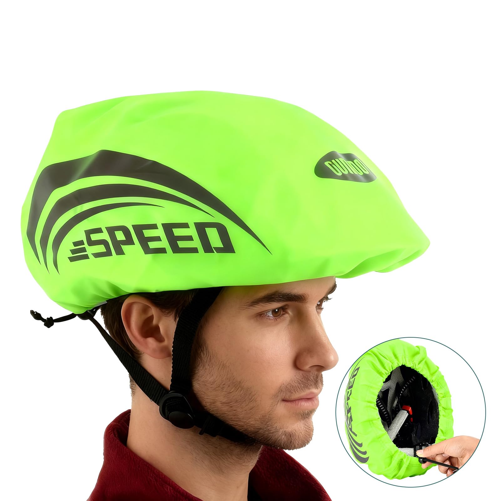 Odblaskowy pokrowiec przeciwdeszczowy na kask, wodoodporny pokrowiec na kask rowerowy z regulowaną klamrą kask ochrona przed deszczem pokrowiec na rower dla dzieci dorosłych przed deszczem