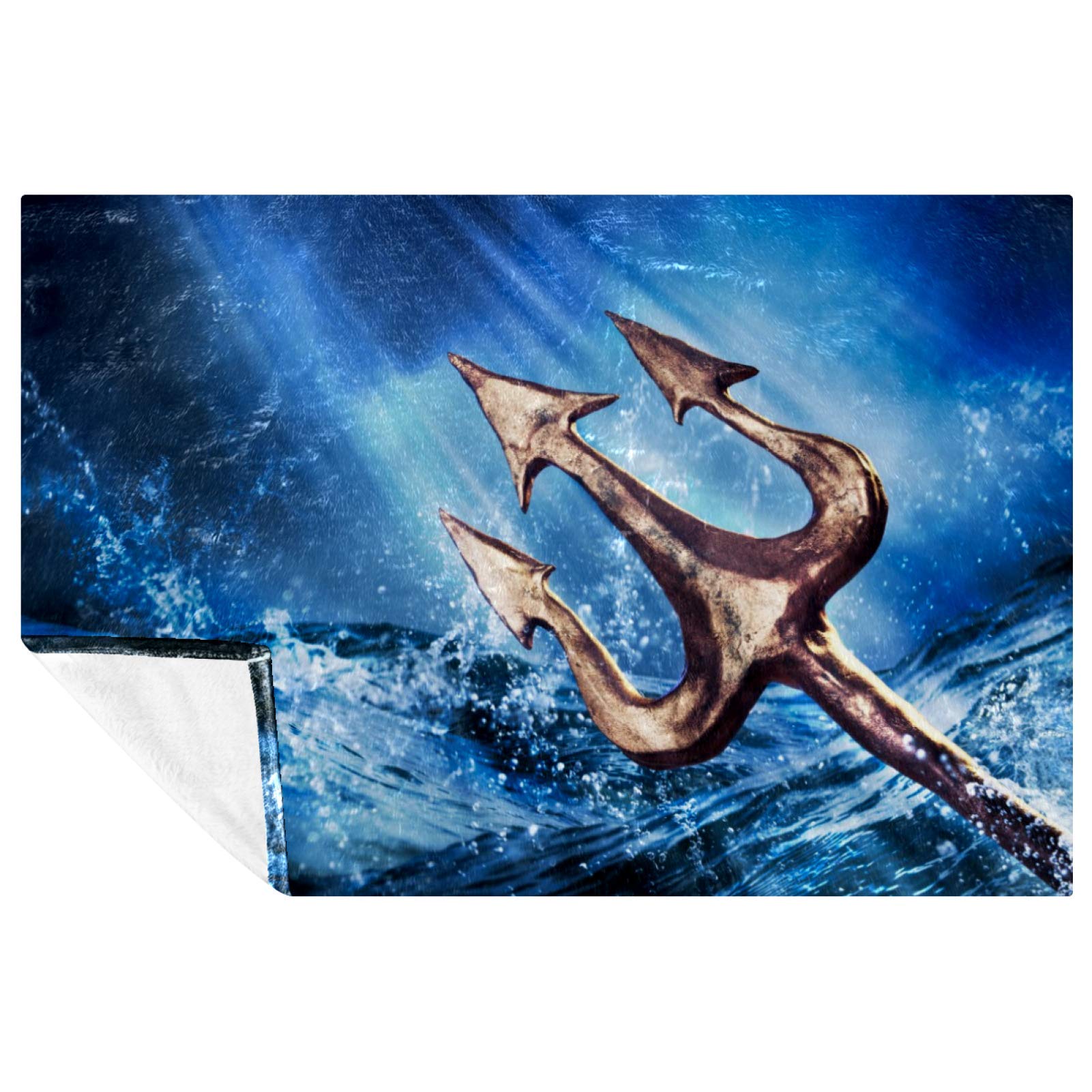 Couverture Trident de Poséidon contre le froid, plaid doux canapé et camping
