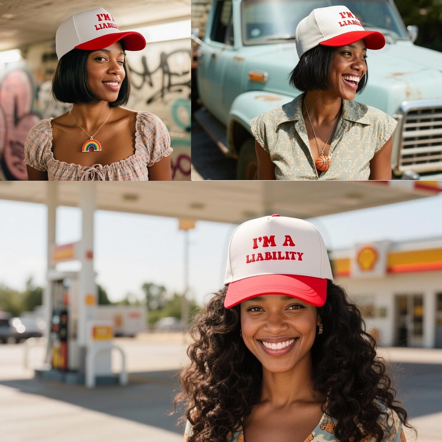 Funny Trucker Hats Embroidered Vintage Snapback Hat for Women Put It On My Husband's Tab Hats Gag Gifts Baseball Cap Red - Image 3